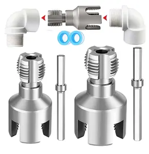 4PCS Pipe Threading Tool, 1/2" & 3/4" Dual-Function Internal & External Pipe Threader Kit, Alloy Steel Thread Cutting Tool for Water Pipes, Electric Drill Compatible, Fast DIY Plumbing Solution