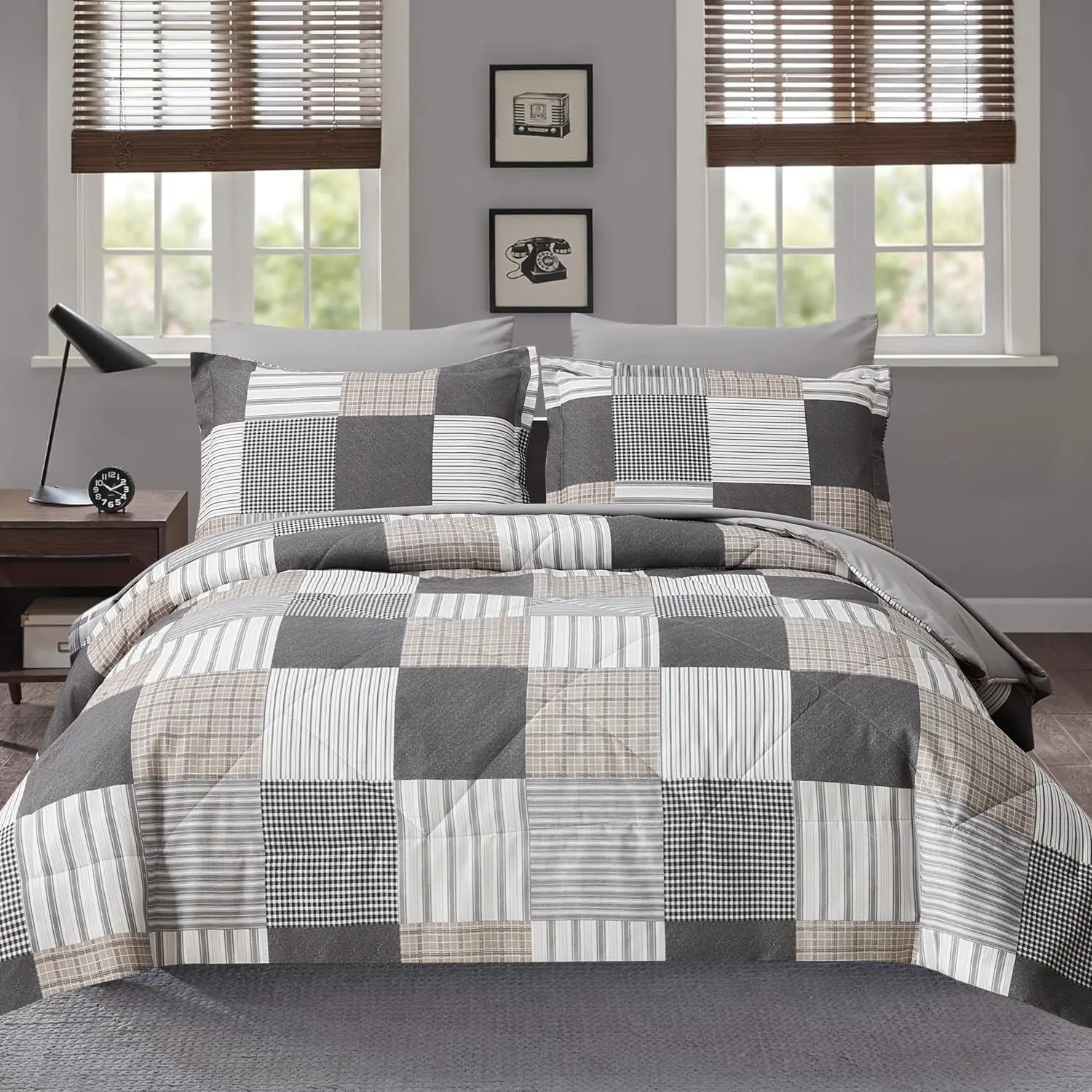 Grey Plaid Patchwork