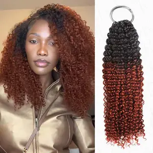 QVR #T1B/30/350 Crochet Hair Small Kinky Curly Machine Made Feather Human Hair Extension TikTokShopBlackFriday