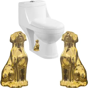 2 Packs Decorative Gold Dog Tall Toilet Bolt Caps Ceramic Toilet Screw Cover Caps for Bathroom Decor Easy Installation