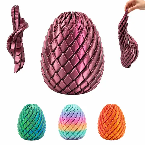 3D Printed PLA Plastic Spiral Twist Dragon Egg Fidget Toy - Rotating ASMR Sensory Stress Reliever, Pocket Focus Tool, Teen Boy Oddities Cool Gift for Kids, Fidget Toys
