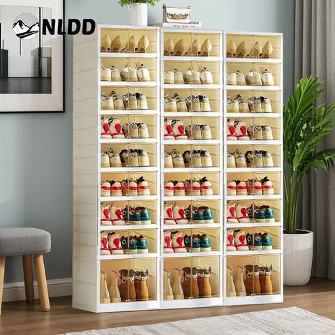 NLDD's 9-Tier Adaptive Shoe Storage System 8+1 Clear Space-Saving for 18 Pairs Springtok Cabinet Organizer Plastic Organiser shoe rack organizer Rack