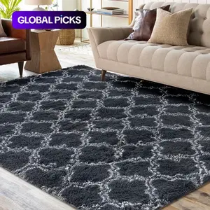 Modern Long Shag Rug, Polyester Fiber Rectangular Carpet for Living Room & Bedroom, Home Use, Multiple Sizes Available #GLOBAL PICKS