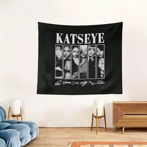 Katseye Anime-Style Digital Art Print Tapestry, Kpop Aesthetic Lightweight Hanging Cloth, Gift for Bedroom & Living Room Home Decor Backdrop Banner