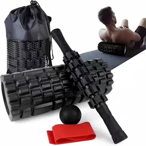 5-in-1 Foam Roller Set, Deep Tissue Muscle Relaxation Kit, Includes High-Density Fitness Foam Roller, Massage Ball, Resistance Band and Carry Bag, Muscle Relaxation Tools