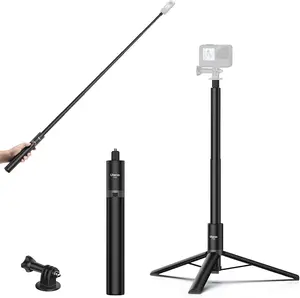 ULANZI TT52 59" Invisible Selfie Stick Tripod 2-In-1, Extendable Pole with Stand Legs for Action Camera, Compatible with DJI Osmo 360 Pocket 3 & 4, Insta360 X5 X4 X3, 1/4"-20 Adapter Included ULANZITT52