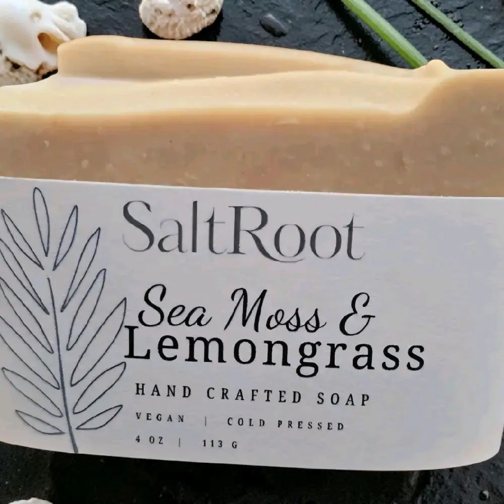Sea Moss & Lemongrass Shea Soap Bar, Hydrating Moisturizing Body Care