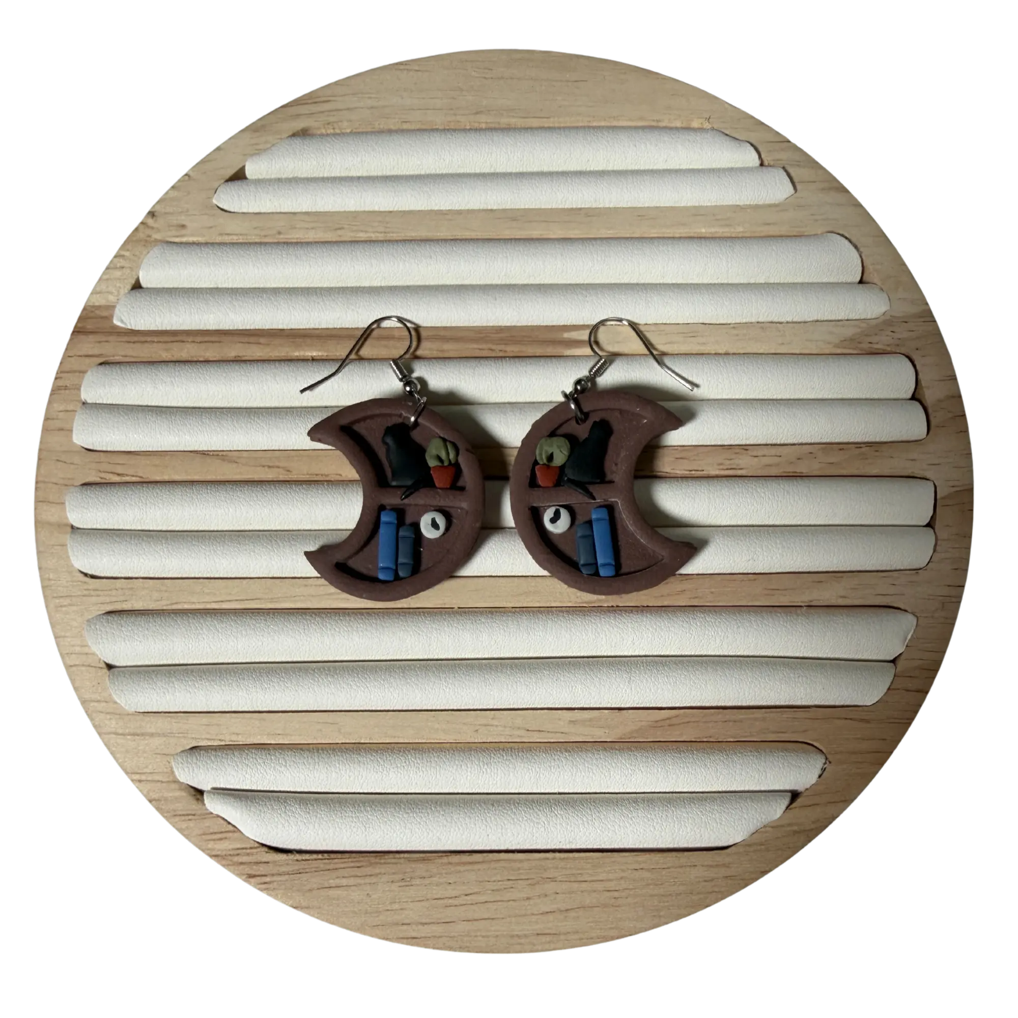 Handmade Jewelry Polymer Clay Moonlit Reading Nook Dangle Earrings, Fashion Costume Accessories for Women, Polymer Clay Earrings