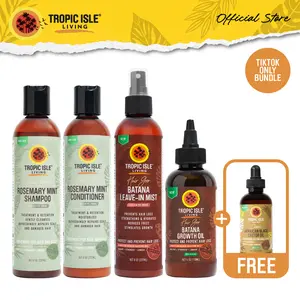 Tropic Isle Living Batana & Rosemary Mint Growth System with FREE 4oz Jamaican Black Castor Oil | Repair, Refresh & Grow