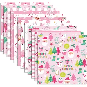 24 Sheets Pink Christmas Pattern Paper Pack 12 Designs Pink Christmas Scrapbook Paper Double-Sided 12 x 12 in Christmas Tree Snowman Santa Truck Gingerbread Man Xmas Craft Paper Christmas Decor Paper