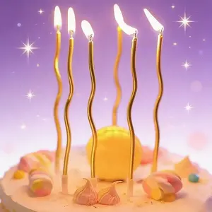 6/36 Spiral Twist Birthday Cake Candles, Elegant Arc Shape, Metal Insert, Perfect for Birthdays, Weddings, Holidays, Parties