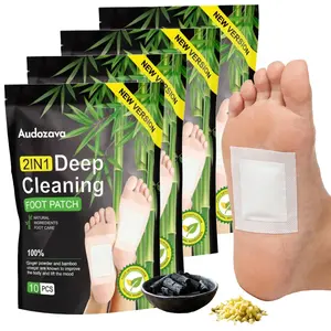 10/40pcs  Natural Ingredients 2IN1 Deep Cleaning Foot Patch with Ginger and Bamboo Vinegar for Nighttime Detox, Detox, Dampness Removal, Deep Cleaning，Improve Body, Foot Care，Sole Pads