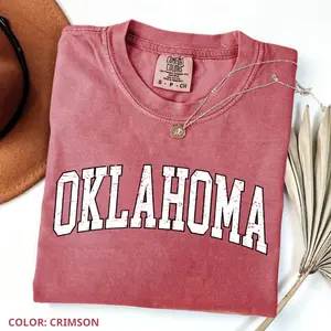 Comfort Colors Oklahoma Football T-Shirt, Sports Tee Game Day Shirt Big Game Touchdown Tailgate Party University College State, Casual Short Sleeve Tee