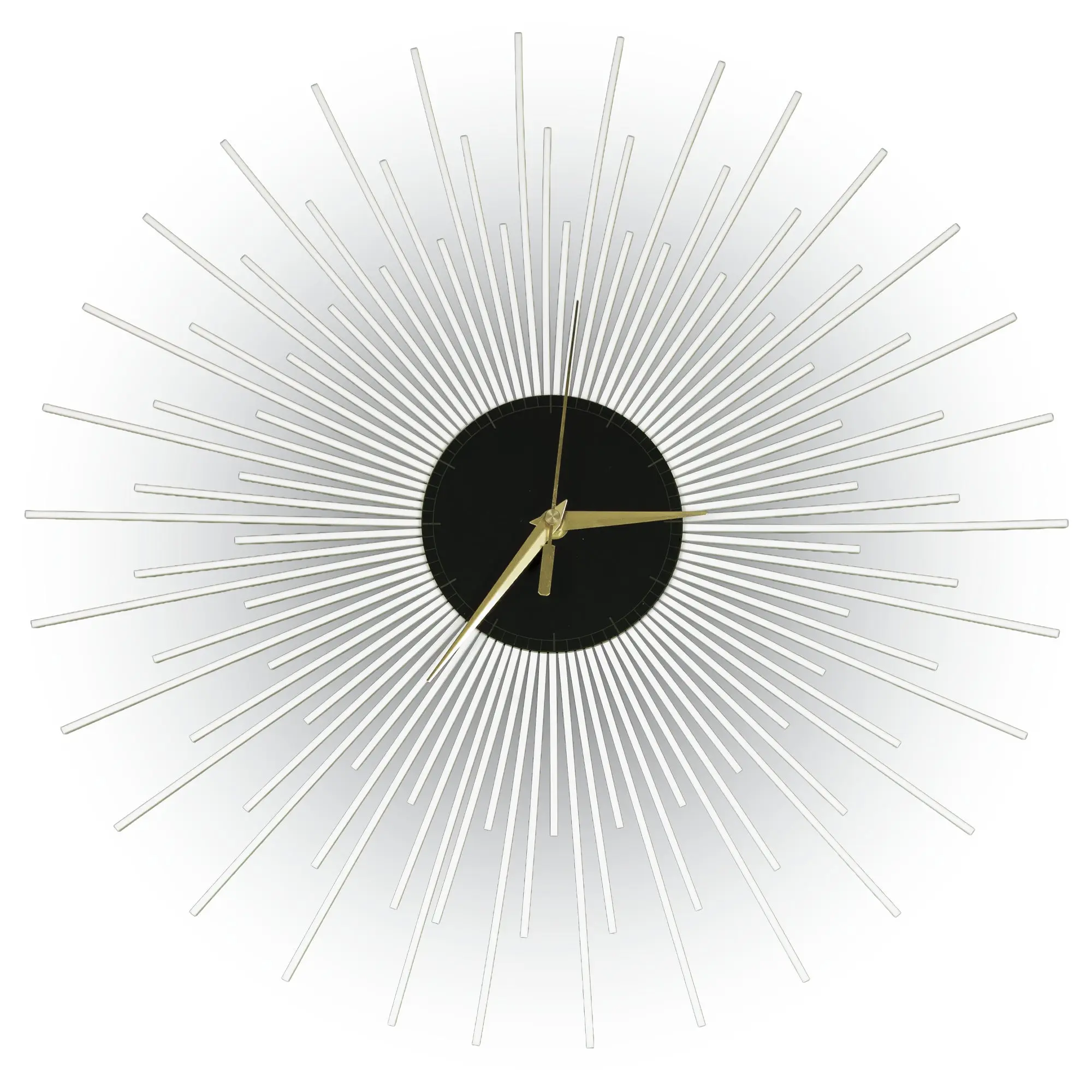White Starburst Wall Clock | Mid Century Modern | Atomic Sunburst | Eames Era Art