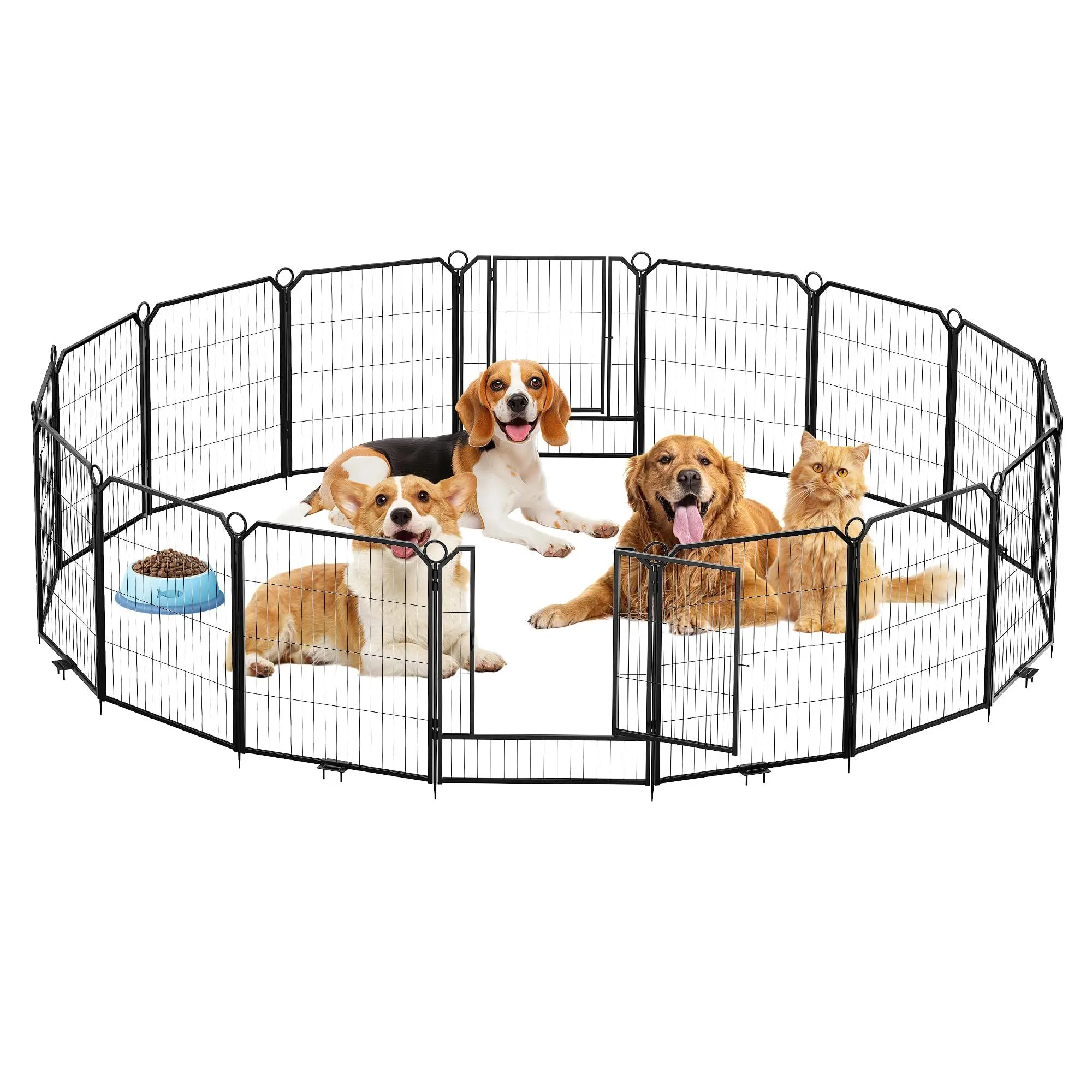 Puppy playpen with 16 panels, 68x81cm, portable DIY playpen, weatherproof pet playpen, tool-free assembly, for dogs, cats, puppies, rabbits, for home & garden
