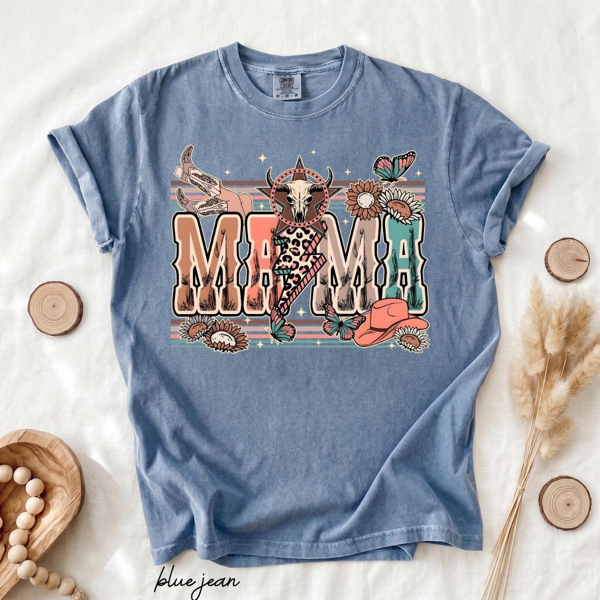 Comfort Colors Western Mama T-Shirt, Vintage Cowgirl Graphic Tee, Boho Cowboy Mom Shirt, Desert Cactus Country Style Top, Rustic Mother’s Day Gift , By The Mug Club