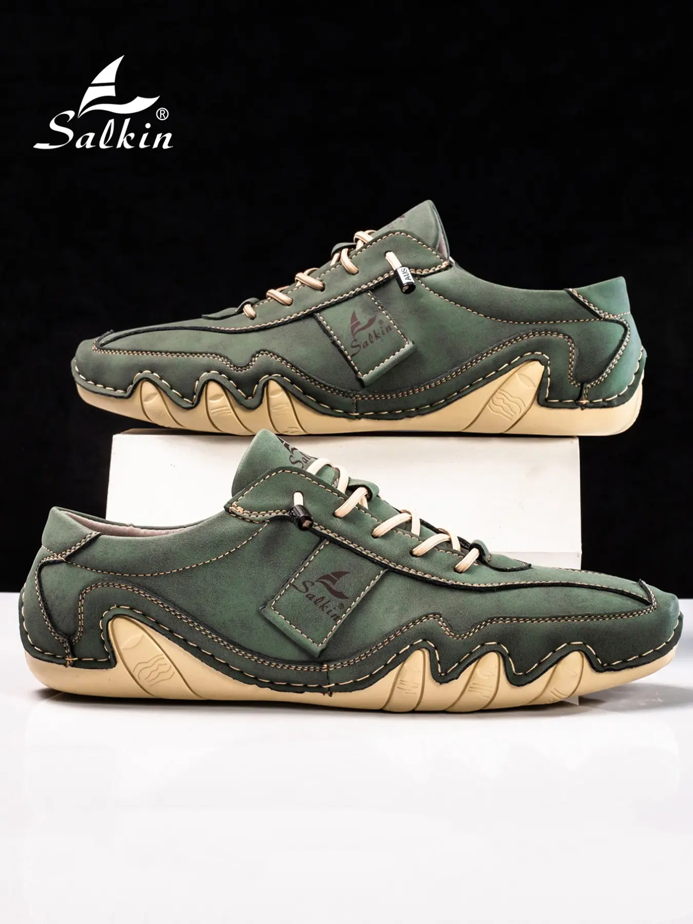 Salkin Men's Fashion Casual Shoes, Sneaker, Trainer, Simple Solid Color Loafers, Suitable for Business Office and Daily Wear, Comfortable and Stylish