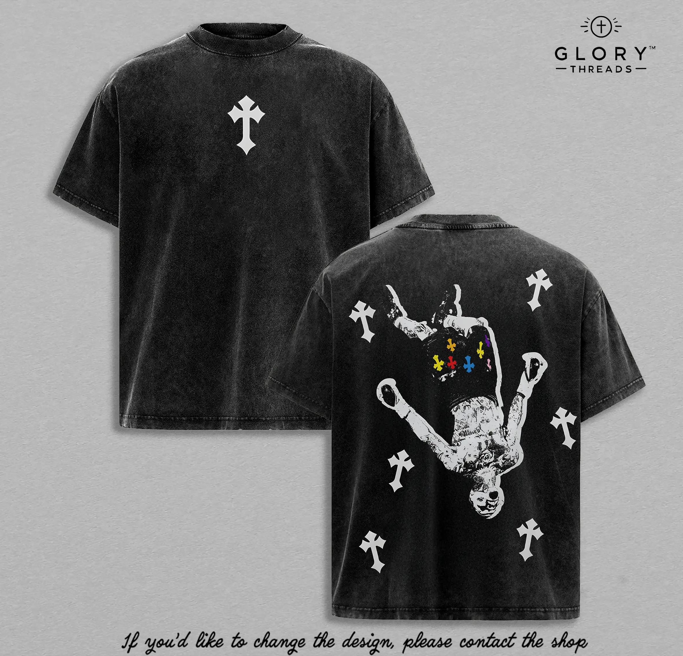 Upside Down Cross - Human Falling Cross Vintage Washed T-Shirt / Tank Top / Hoodie, Jesus Apparel Christian Gothic Church Outfit, Jesus Tees Heavyweight Streetwear Gym Pump Cover