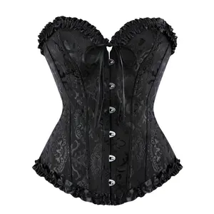 Corset Tops for Women Waist Trainer Bustier Shapewear Lingerie Lace Waist Push Up Bodysuit Halloween Gothic Party Outfit Womenswear Costumes Basic Minimalist White 819-D1（gift）