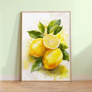 Lemon Art Print – Lemon Kitchen Wall Art, Citrus Fruit Decor, Home Decor, Unframe