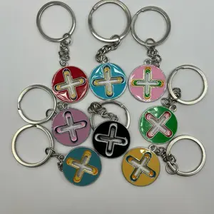 Ocean Pastel Cross Keychain - Stainless Steel for Music Fans Compact Durable Metal Accessory Featuring Frank Ocean Artwork