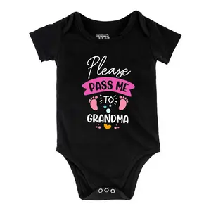Please Pass Me To Grandma Print Bodysuit, Casual Short Sleeve Romper, Baby  Outdoor ClothingB1108-079