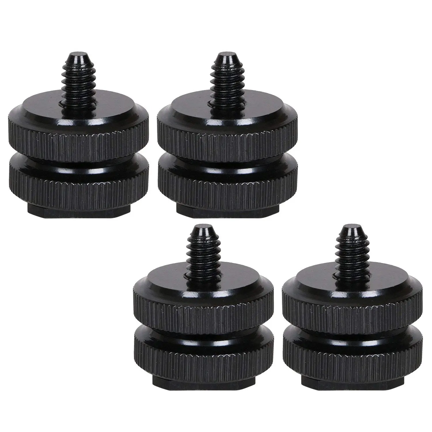 4-Pack Universal Alloy Aluminium Flash Shoe Mounts - 1/4in-20 Universal Adapter, Photography Camera Accessories for DSLR, Camcorder