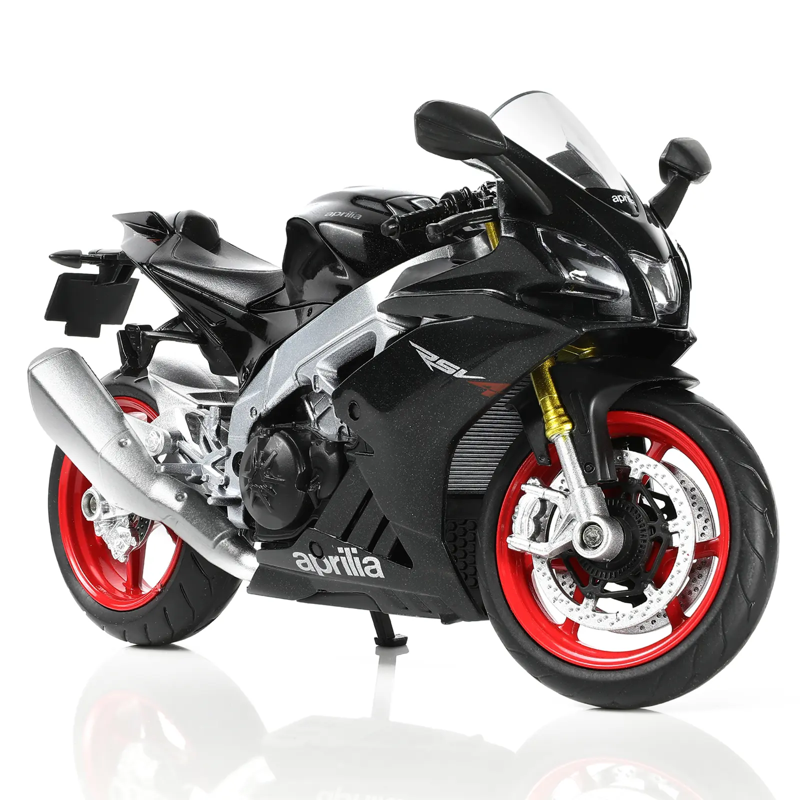 1/12 Scale Aprilia RSV4 RR1000 Sport Motorbike Model Toy - Unisex Alloy Metal & Plastic Die-Cast Collectible, Authentic Design, Rotating Parts, Rotatable Pedals, Twistable Wheels, Lasting Durability, Father's Day Gift