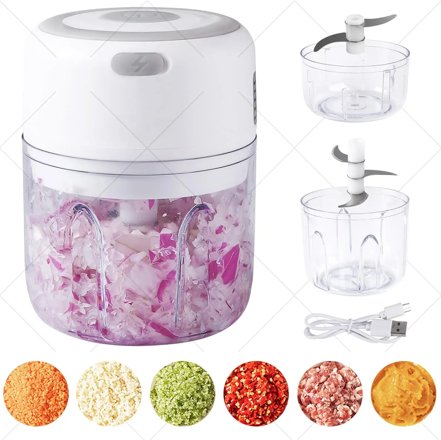 Mini Electric Food Processor and Garlic Chopper - 250ML, USB Charging, 3 Blades - Perfect for Chopping Vegetable, Pepper, Onion, Garlic, Ginger, Spice, Meat, Baby Food, and More (Green)