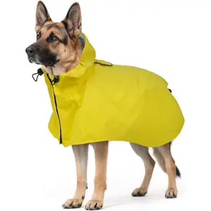 Dog Raincoat for Large Dogs, Adjustable Clear Hooded Dog Rain Jacket, Waterproof Dogs Rain Coat Poncho with Reflective Strips for Labrador, Golden Retriever, German Shepherd, Yellow,2XL