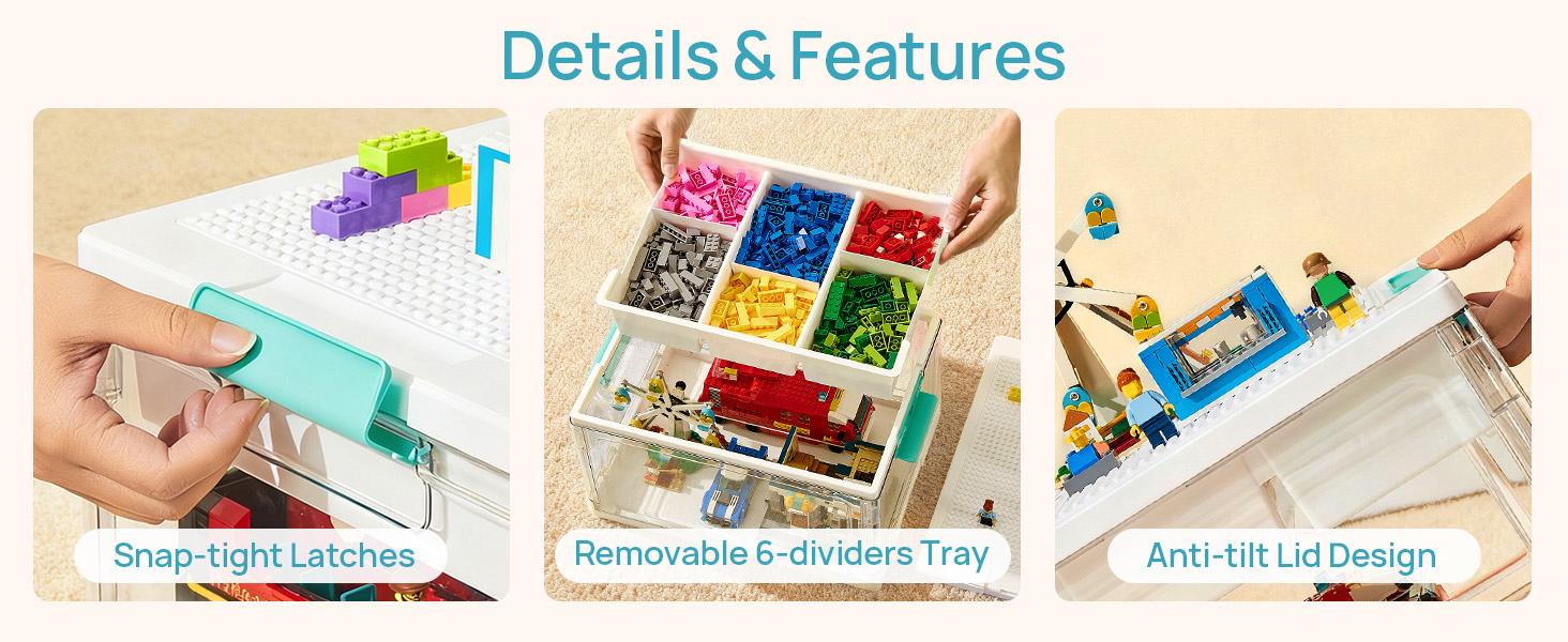 Vtopmart 24QT Clear Craft Storage Bin with Removable Trays&Adjustable Dividers, Containers for Art Supply Coloring Books Sensory Toys Craft Supplies Medicine Playdough Squishy Homeschooling, Transparent Dust Proof, Preschool Restock