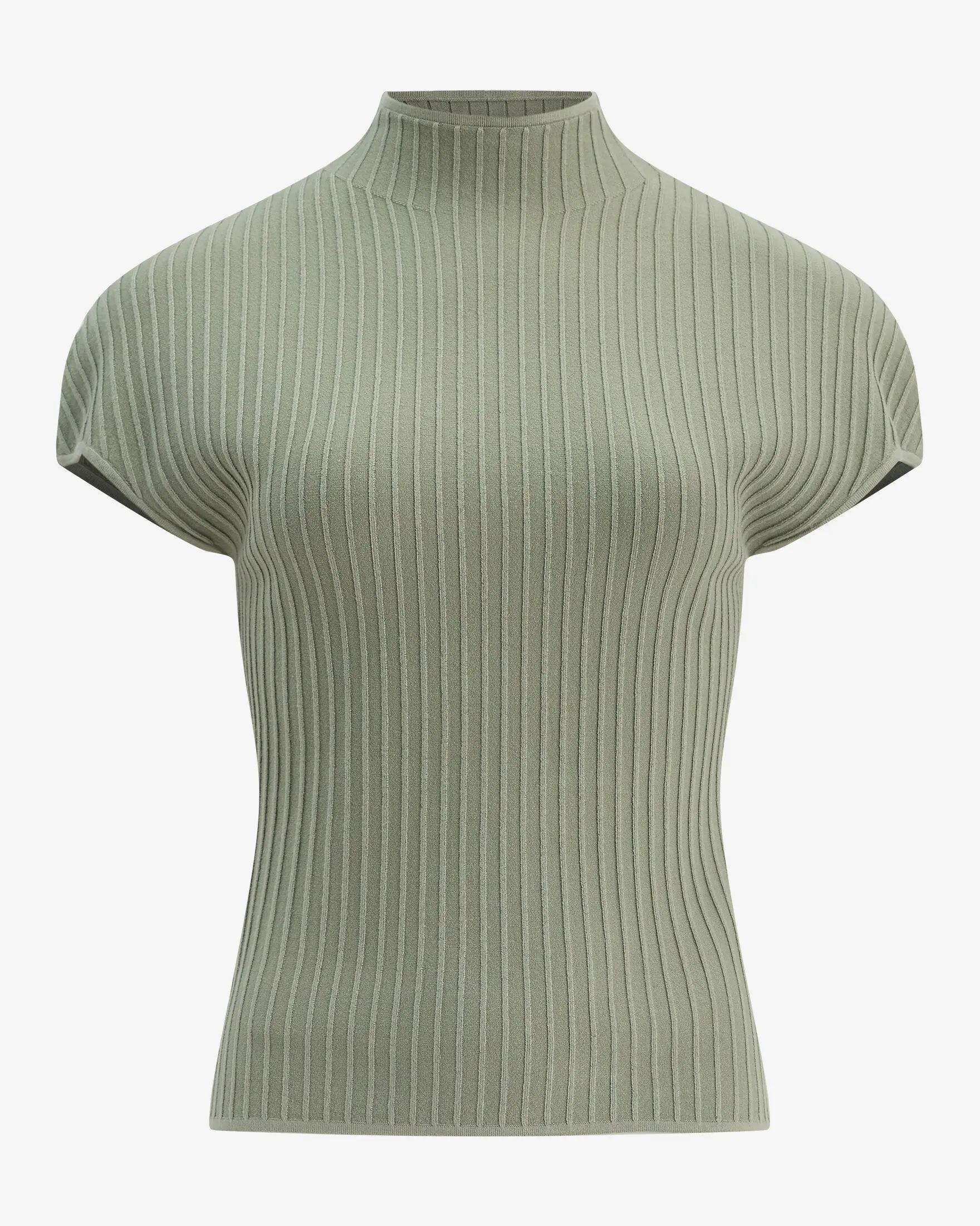 Express Fitted Ribbed Mock Neck Short Sleeve Sweater Tee