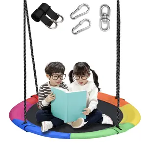 43 Inch Saucer Tree Swing Textilene,Flying Round Swing All-Weather Resistant,Adjustable Strong  Ropes,Easy To Install,Outdoor Playground Backyard Kids