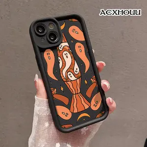 Case for iPhone 16 E Pro Max 15 Plus 14 13 12 11 XS XR Ghost Lava Lamp Anti-Scratch Shockproof Soft Silicone Protective Cover