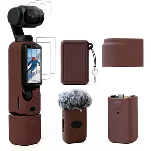 Case for   Pocket 3/Xtra Muse Camera, Soft  Protective Case, Anti-Scratch, Slim Fit  with mic Cover and Screen Protector Accessories for  Pocket 3/Xtra Muse (Brown)