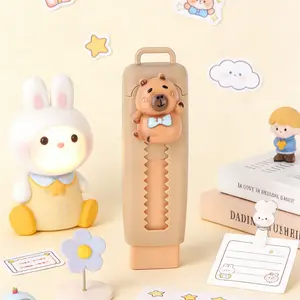 Cute Capybara Eraser with Fashion Bow Tie Design, High Quality Durable Rectangular Eraser for Adult Drawing Supplies