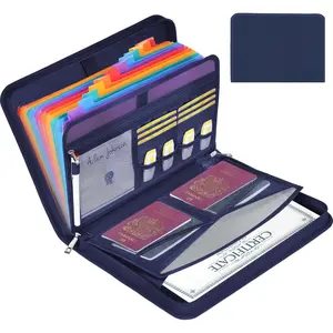 Accordion File Organizer - 12 Pocket Expanding File Folder with Zipper & Labels - Fireproof File Folder Organizer with Multi-Pockets,Document Organizer for Letter A4 Files and More (Blue)