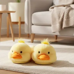 Ultra Cute Duck Slippers for Women! Plush Faux Fur House Shoes with 3D Beak & Feather Detail, Viral Cozy Comfort