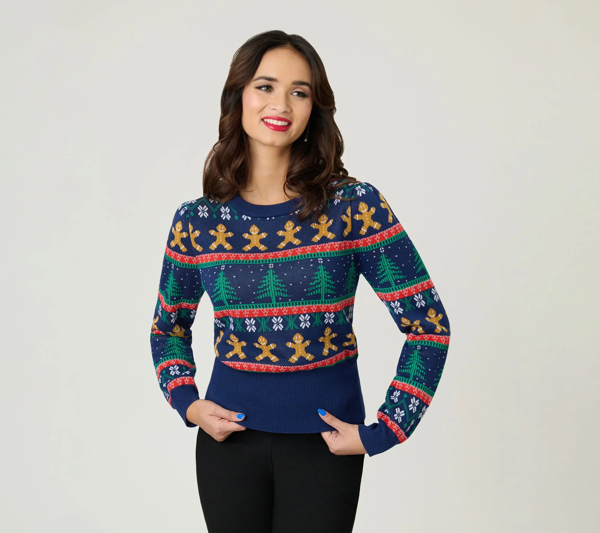 Unique Vintage Navy & Gingerbread Men Fair Isle Sweater Unique Vintage Navy & Gingerbread Men Fair Isle Sweater