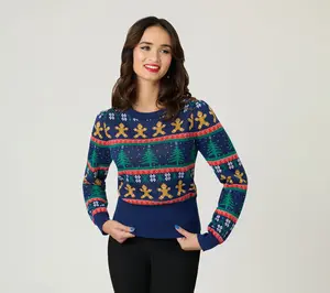 Unique Vintage Navy & Gingerbread Men Fair Isle Sweater
