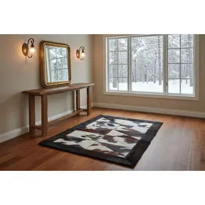 Rectangle Patchwork Area Rug - Bison Edge 2'x3' - Tricolor