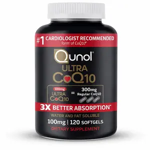 Qunol Ultra CoQ10 100mg – 120 Count Softgels with Patented Water-Soluble CoQ10 and 100mg Vitamin C for Heart Health