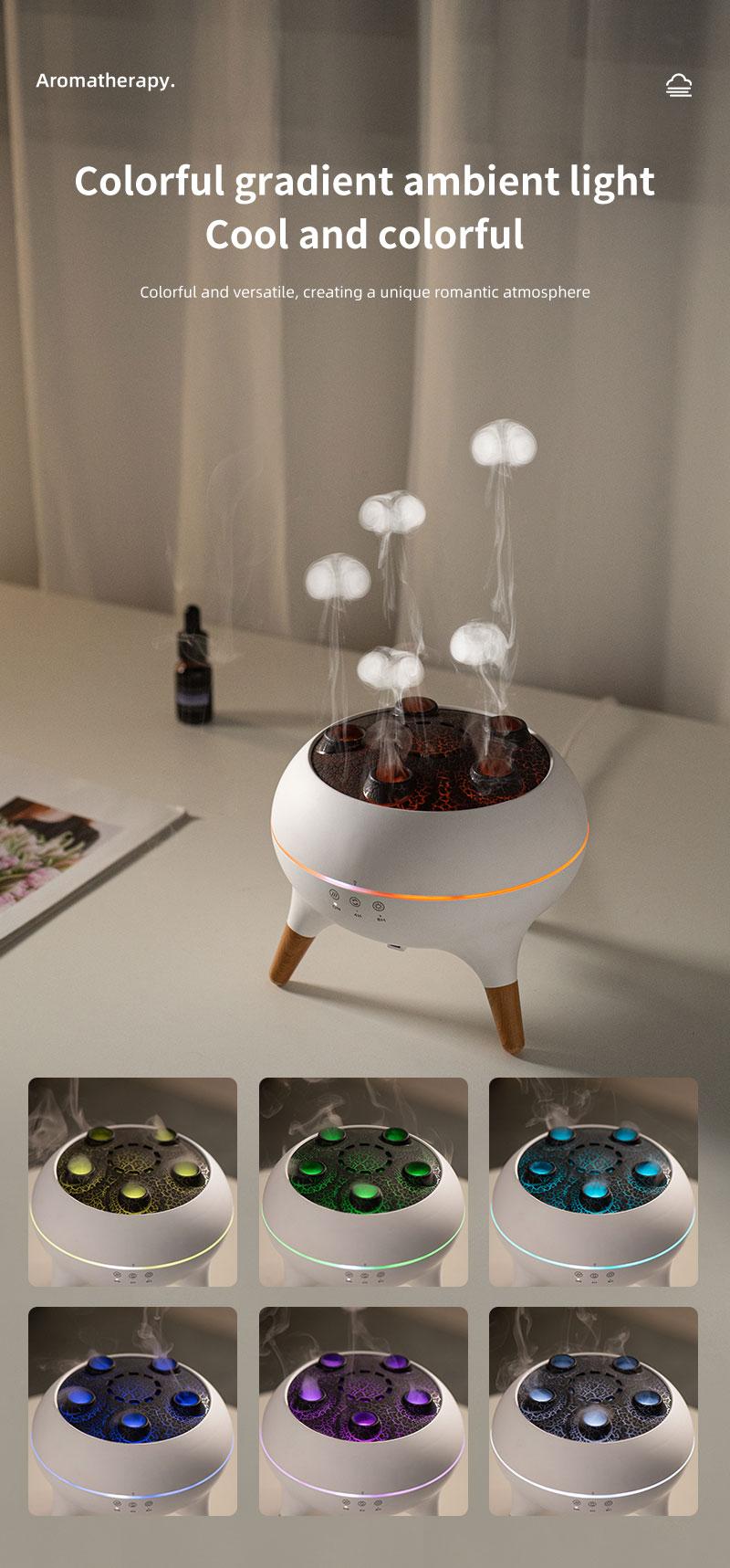 Dynamic Jellyfish Aroma Diffuser with Sound-Reactive Mist Multi-Color Light-Changing Remote Control & Smart Timer 250ml Home Ambient Scent Humidifier