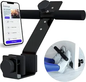 Adjustable Sit Up Assistant Device – Strong Steel with Padded Ankle Bar for Home & Travel, Nordic Hamstring Curl Equipment for Men & Women, Fits Any Door