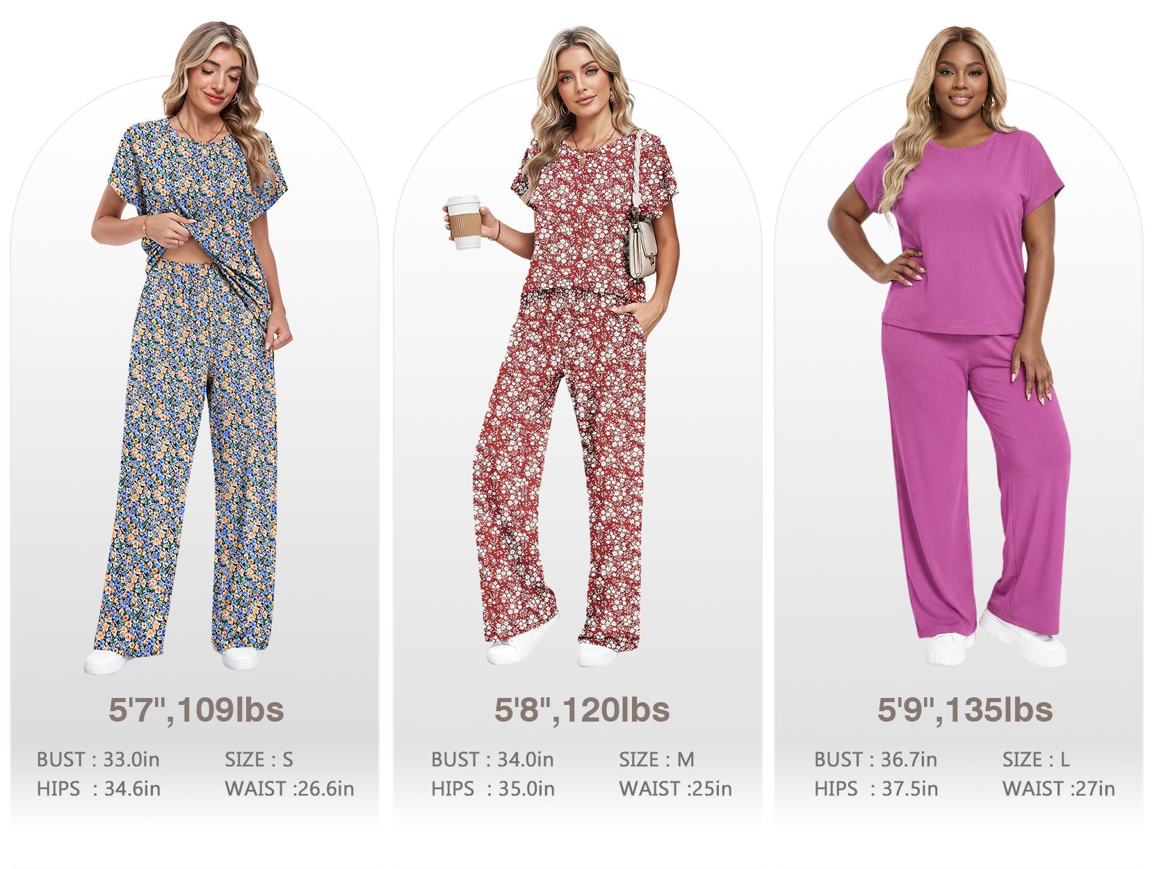 AUSELILY Cloud Soft 2 Piece Sets for Women Crew Neck Batwing Sleeve Top and Wide Leg Pants Lounge Casual Wear Home Outfit