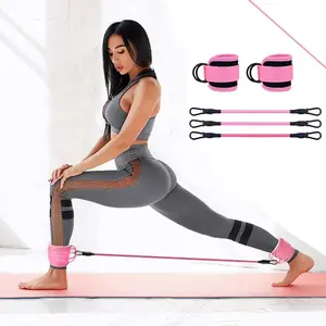 Ankle Resistance Band Set, 6 Counts/set Adjustable Multifunctional Fitness Band with Ankle Straps, Leg & Hip Training Equipment for Home & Gym, Fitness Workout, Exercise Gear, Stretching Gear