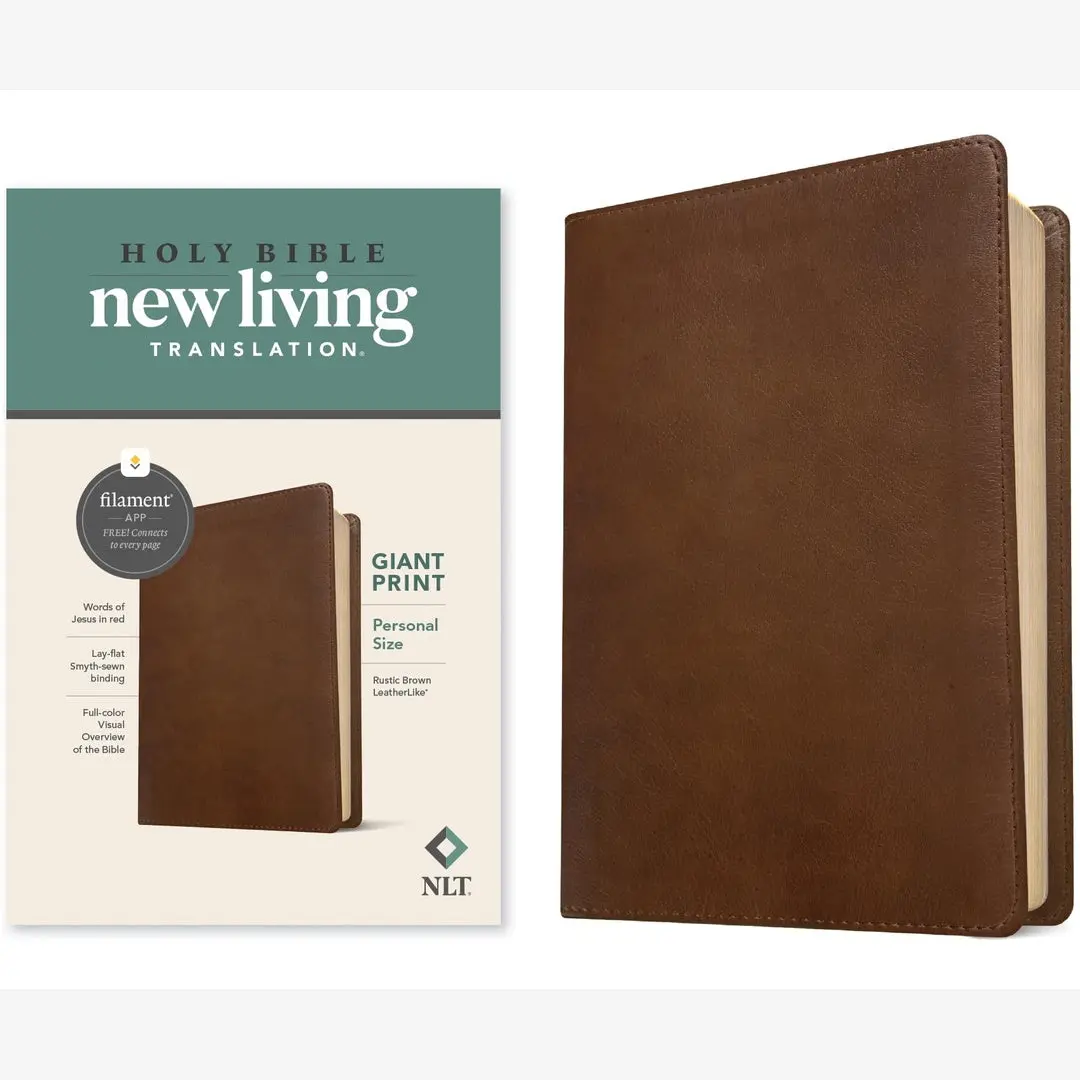 NLT Personal Size Giant Print Bible, Filament Enabled (LeatherLike, Rustic Brown, Red Letter): Includes Free Access to the Filament Bible App ... Notes, Devotionals, Worship Music, and Video