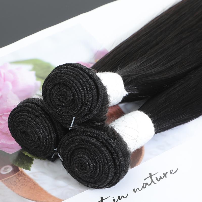 CindiRiver 100% Raw Virgin Human Hair Bundles Straight Brazilian Unprocessed Straight Hair Weave Quick Weave Extensions  Natural Black for Woman  Sew in/ Glue in 100g/piece