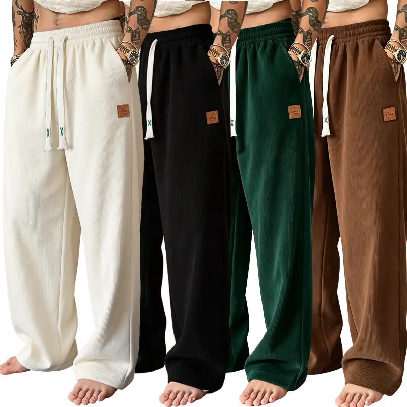 Men’s casual athletic pants, relaxed fit, drawstring for adjustable length, comfortable fabric, suitable for everyday wear