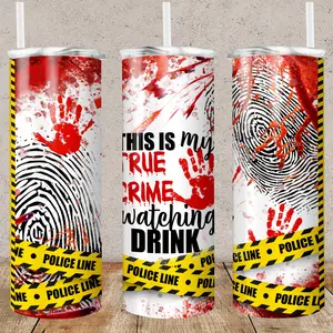 True Crime Drink Tumbler | Sublimation Tumbler | Murder | Mystery | Blood | 20oz Or 30oz | Gift | Horror | Crime | Killer | Spooky | Water Bottle